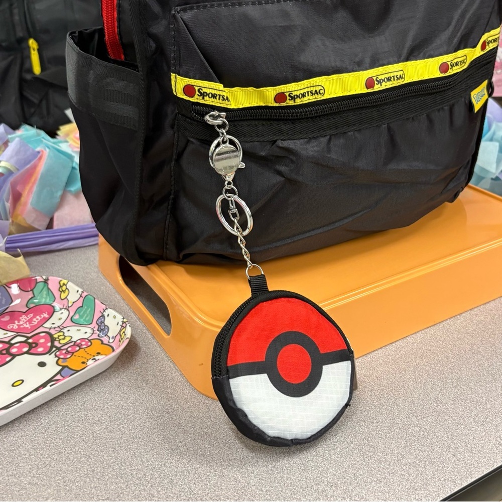 Pikachu Black Backpack with Red Poke Ball Charm Coin Pouch - Picture 7 of 13